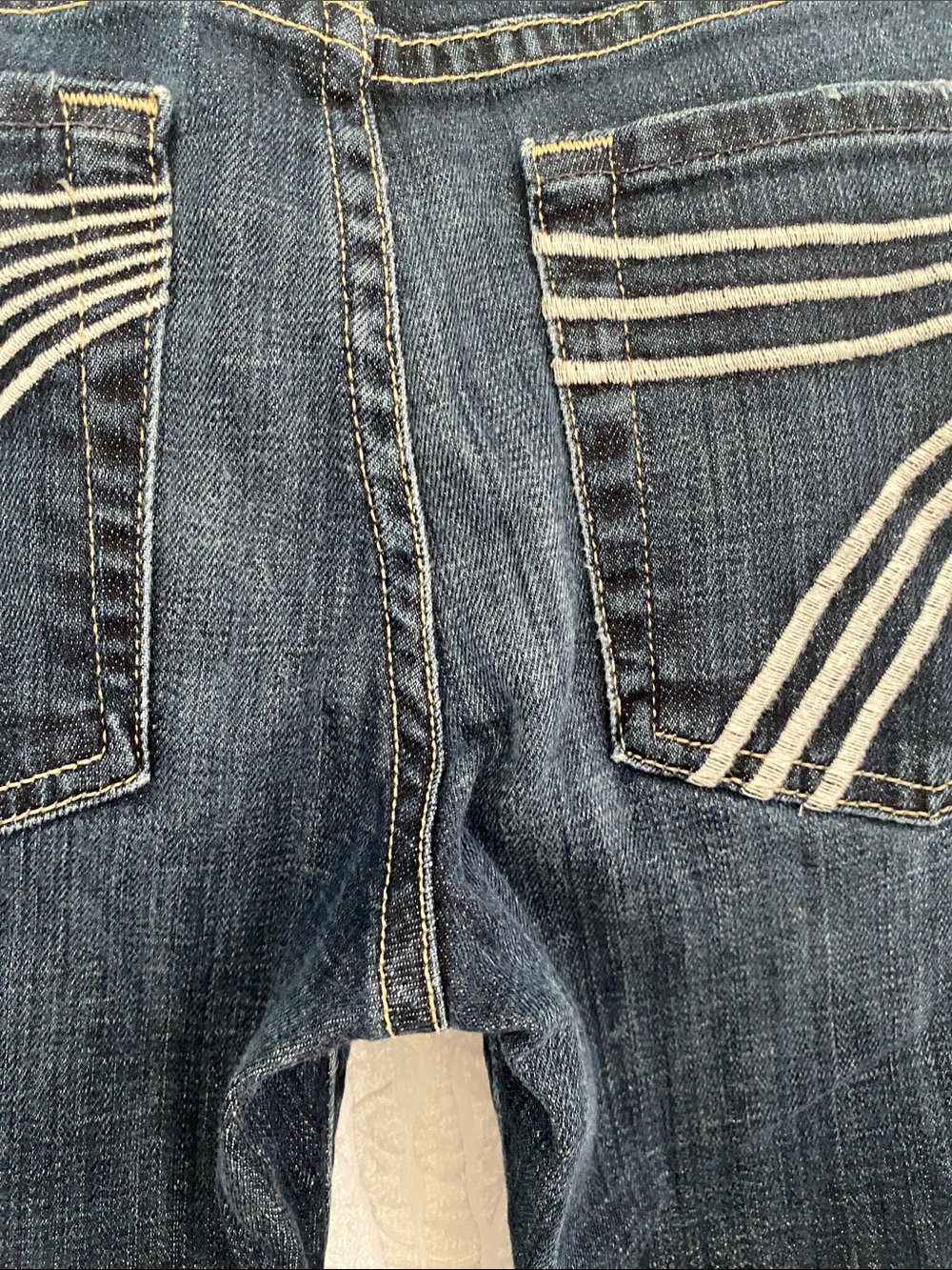 7 For All Mankind Dojo Lo Rise Dark Blue Flare Jeans Y2K - Picture 5 of 13